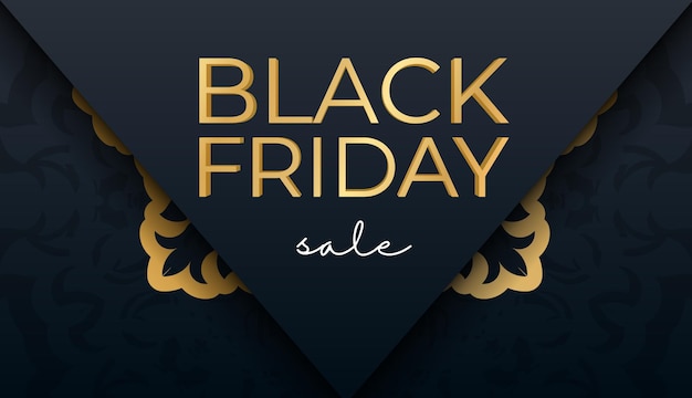 Celebration baner black friday in blue with abstract gold pattern