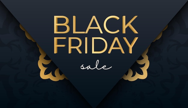 Celebration Baner Black Friday in blue with abstract gold pattern