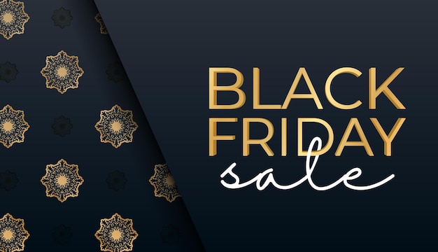 Baner celebrativo per il black friday blu con motivo greco in oro