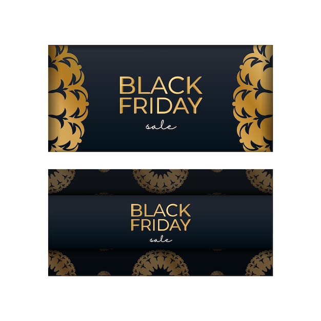 Celebration Baner For Black Friday in blue with round gold ornament