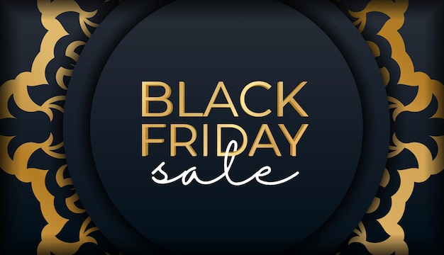 Celebration baner black friday sale blauwe kleur abstract goud patroon