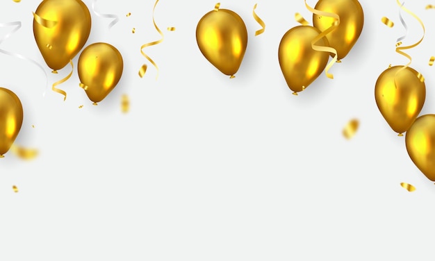 Vector celebration banner with gold balloons