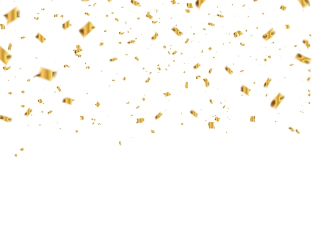 お祝いの紙吹雪と金のリボン。