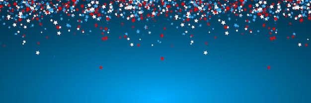 Celebration confetti in national colors of usa. holiday confetti in us flag colors. 4th july independence day