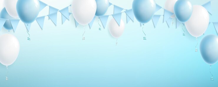 Celebration cute pink background with balloons, flag garland and foil confetti