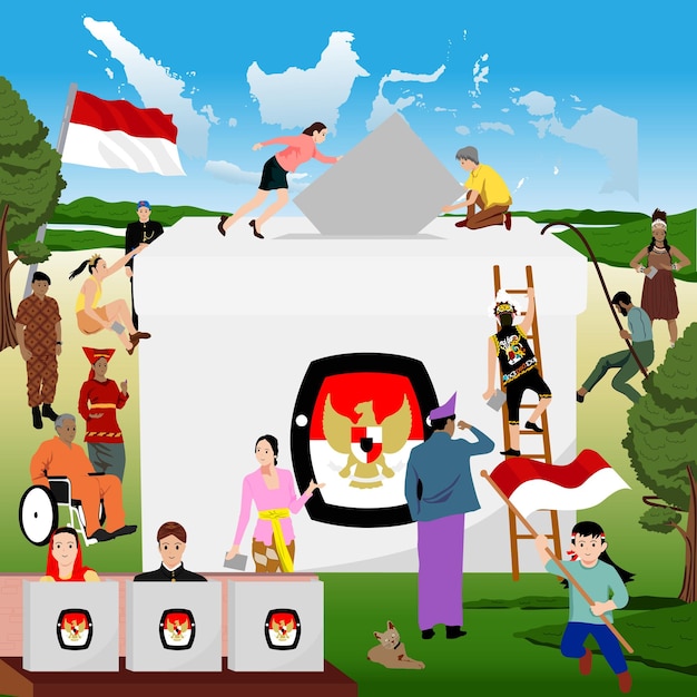 Vector celebration democracy in indonesia with election