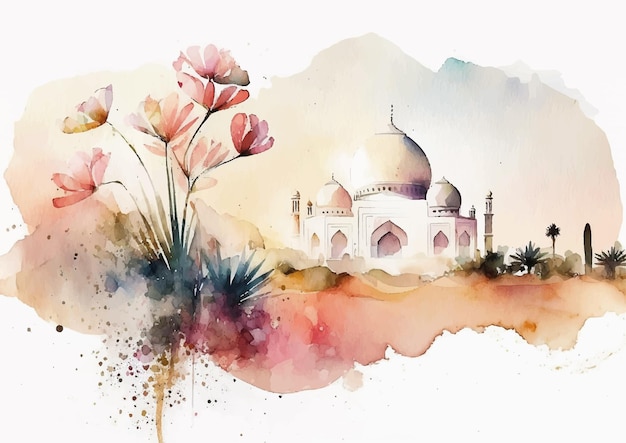 A Celebration of Faith with Watercolor Paintings of Islamic Mosques