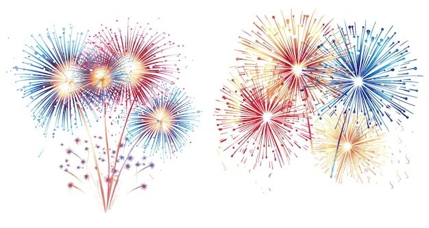 Vector celebration fireworks colorful icons