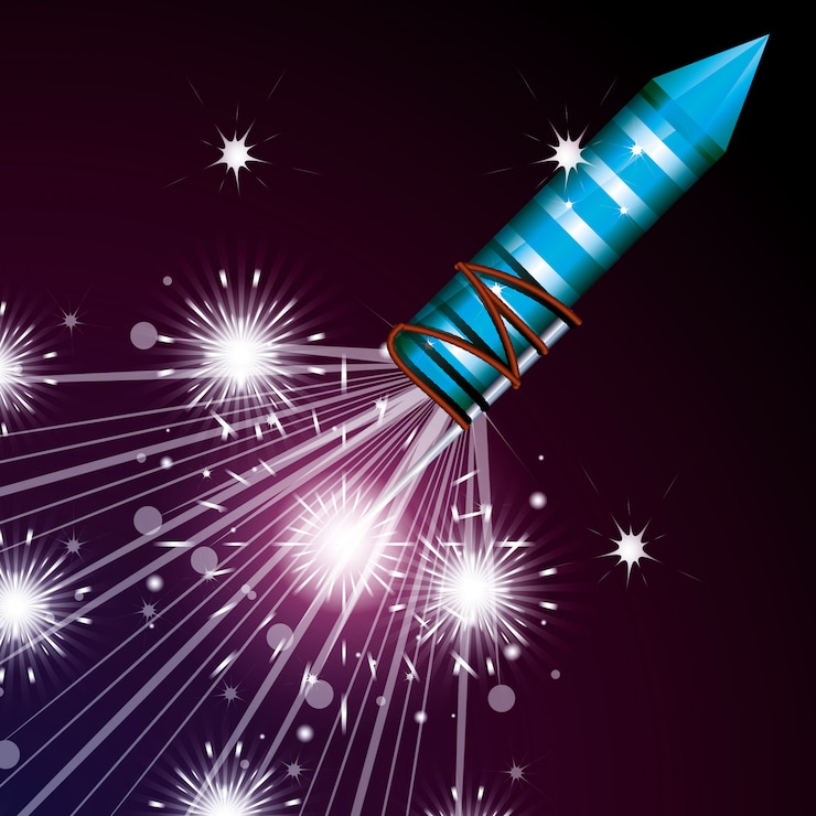 Vector celebration of fireworks night scene icon