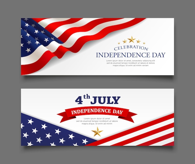 Celebration flag of america independence day banners collections design vector background