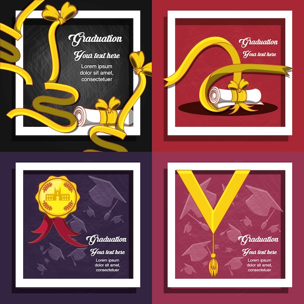 Celebration graduation card set icons