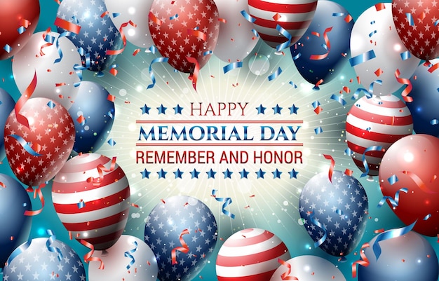 Celebration of happy memorial day usa template