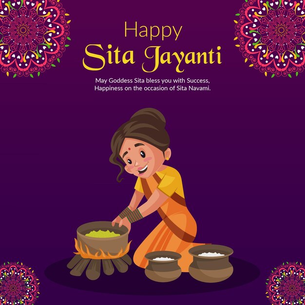 Celebration of happy sita jayanti indian festival banner design