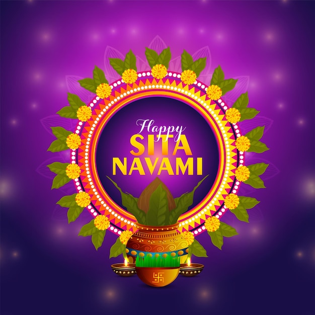 Celebration of happy sita navami hindu festival illustration