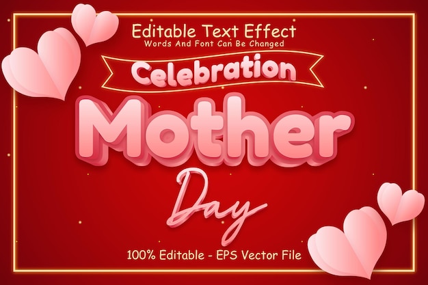 Celebration Mother Day Editable Text Effect 3 Dimension Emboss Modern Style