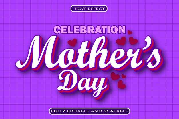 Vector celebration mother day editable text effect 3 dimension emboss modern style