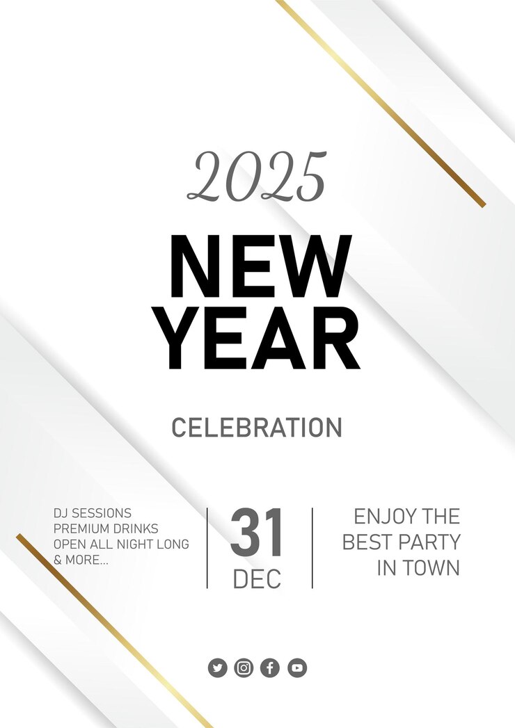 Вектор празднование нового года 2024 плакат флаер a4 белый цвет поздравление на новогоднюю вечеринку