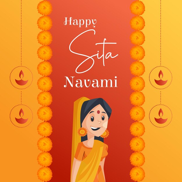 행복한 Sita Navami 인도 축제 배너 디자인 축하