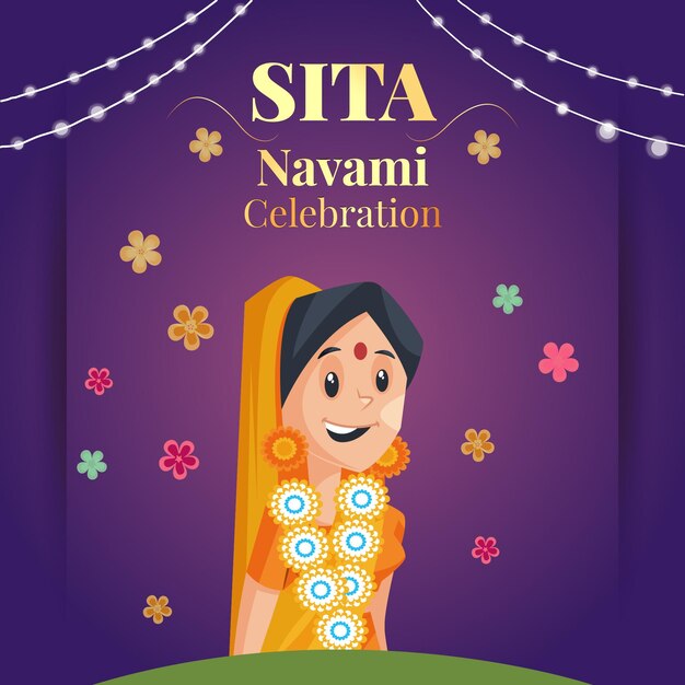 Празднование счастливого дизайна баннера индийского фестиваля сита навами