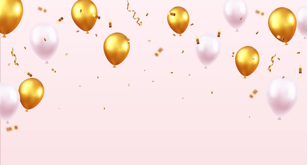 Celebration party banner with color balloons background