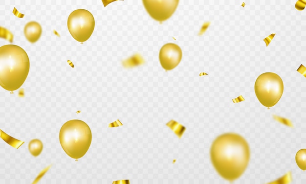 Celebration party banner with Gold balloons background. Sale  illustration. Grand Opening Card luxury greeting rich.