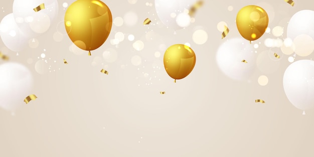 Celebration party banner with Gold balloons background