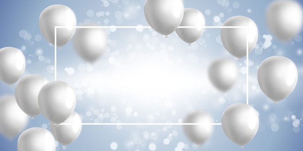 Celebration   party banner with gray balloons