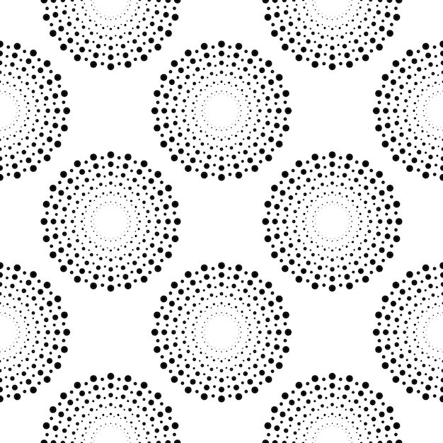 Vector celebration seamless pattern. radiant abstract firework. circular pattern. pop art round halftone.