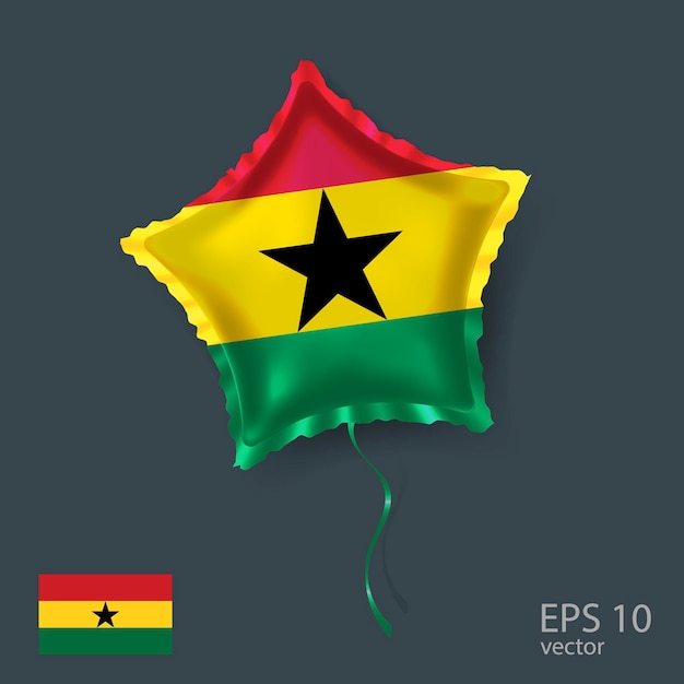 Celebration vector balloon with flag of Ghana Shiny Star balloon