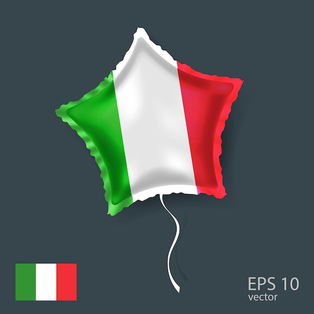 Vector celebration vector balloon with flag of italy shiny star balloon