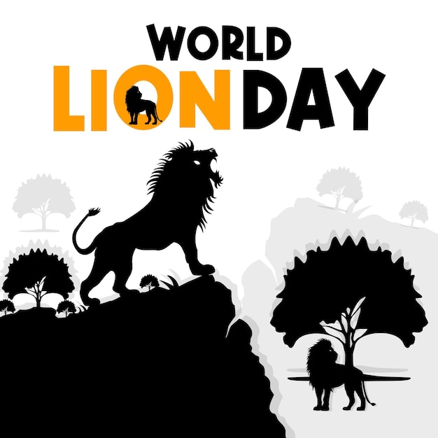 Vector celebration world lion day web banner design