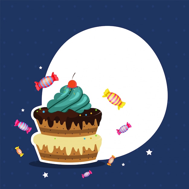 Celebrations background with cake and space for your text.