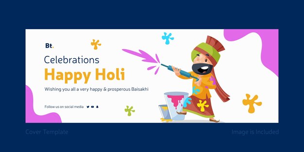 Celebrations of happy holi facebook cover design