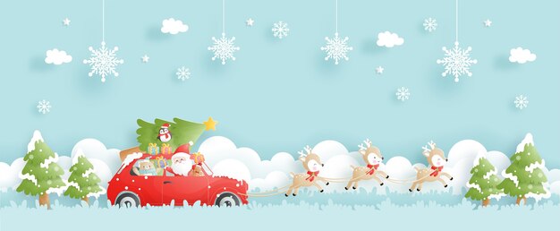 celebrations with Santa and reindeer in the car