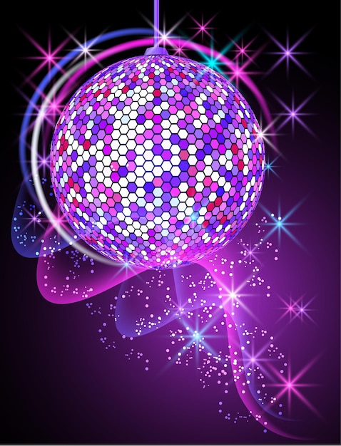 Vector celebratory background with disco ball