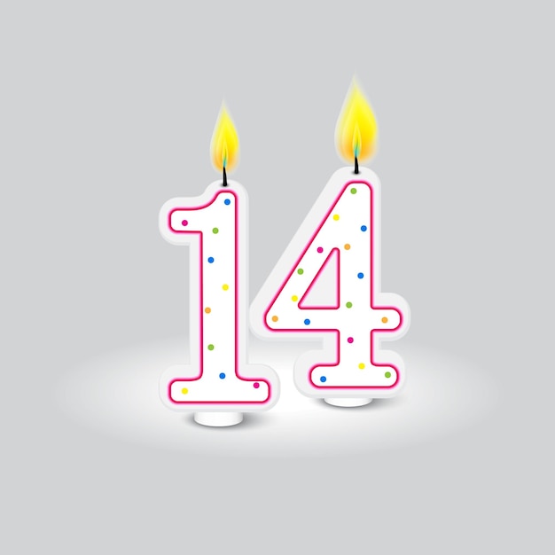 Celebratory fourteen candles Festive cake decoration Teenager birthday concept