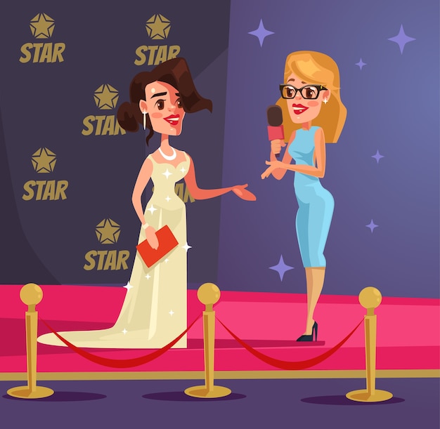 Celebrity and journalist women characters cartoon illustration