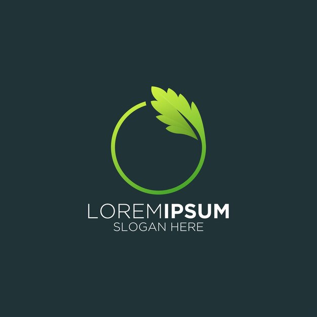 Vector celery leaf circle vegetarian simple logo