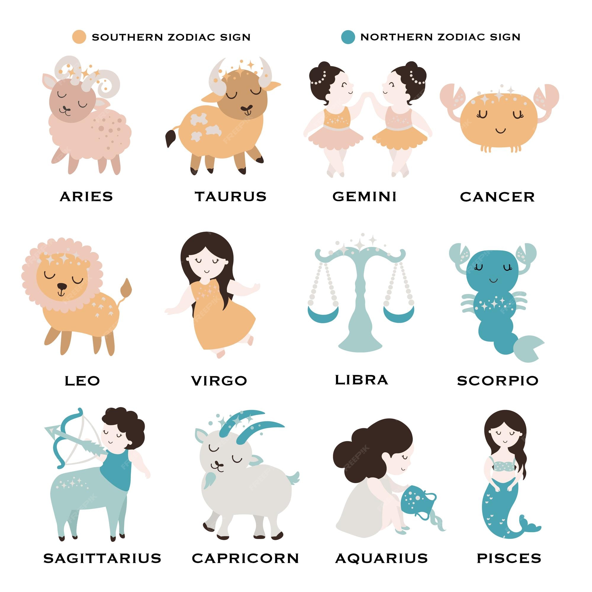 Premium Vector | Celestial baby zodiac sign. cute vector astrology character