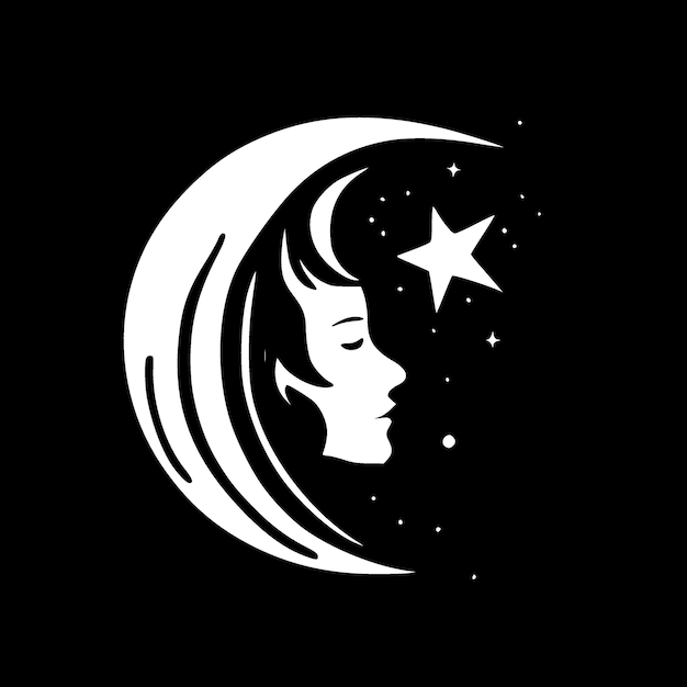 Vector celestial black and white vector illustration