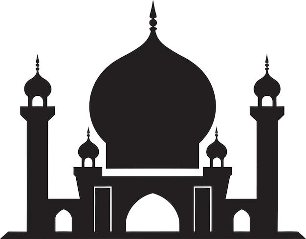 Celestial Columns Emblematic Mosque Vector Sacred Silhouette Mosque Icon Emblem