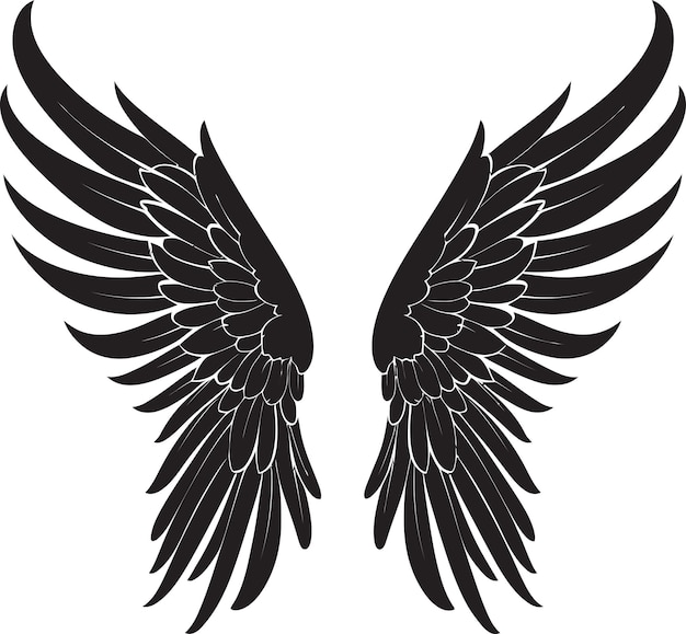 Небесные перья Ангелские крылья Эмблема Серафический взлет Иконический дизайн крыльев