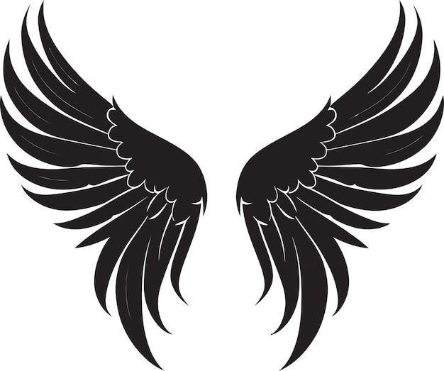 Небесные перья Логотип ангельских крыльев Серафический взлет ангельские крылья Икона Вектор