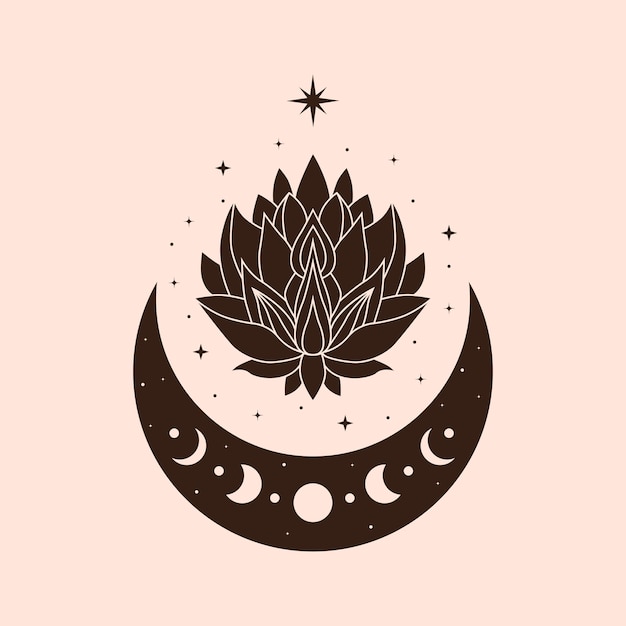 Celestial illustration lotus magical and mystical art