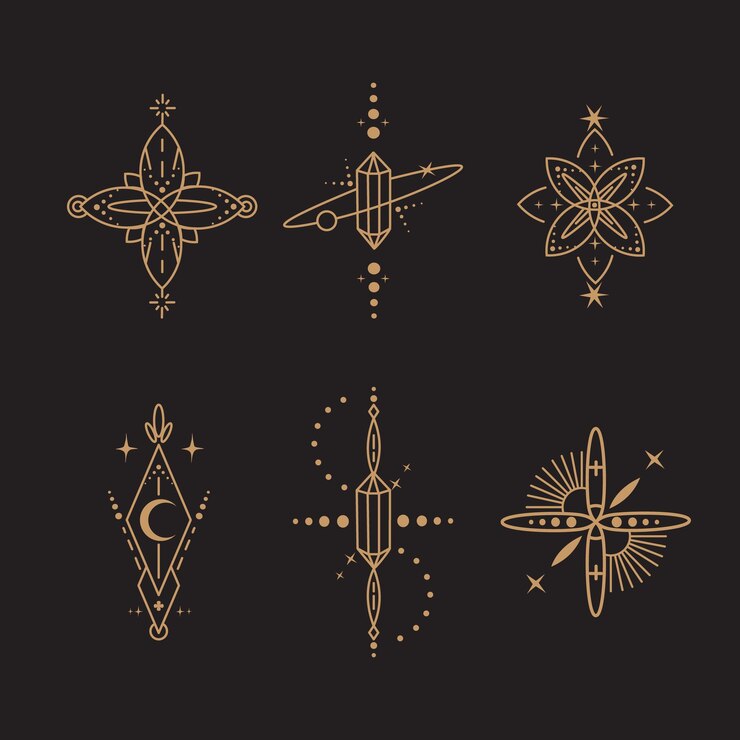Vector celestial magic art mystical and esoteric elements