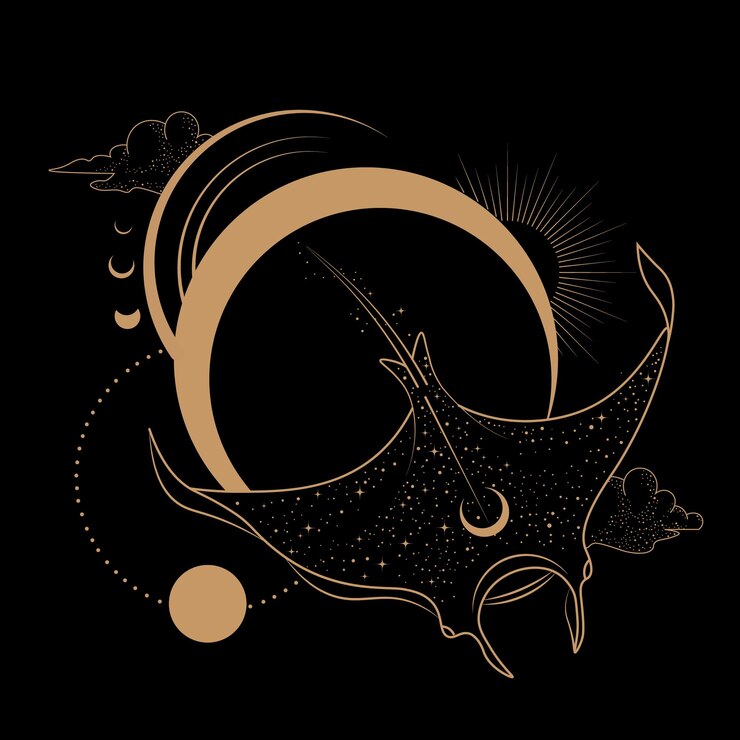 Vector celestial magical animal stingray illustration