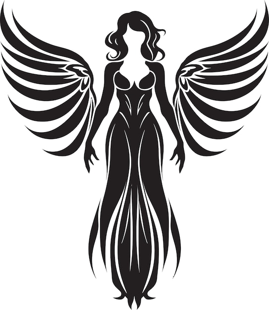 Celestial messenger black wings symbol divine harmony angelic emblem design