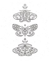 Celestial moth line art illustration