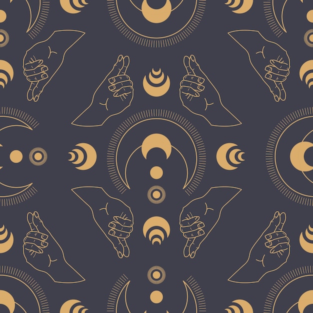 Vector celestial mystic seamless pattern