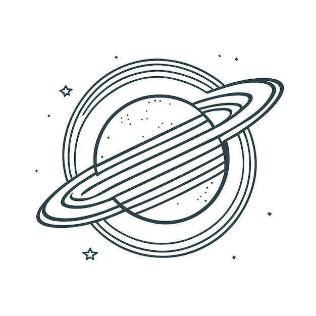 celestial planet vector illustration line art